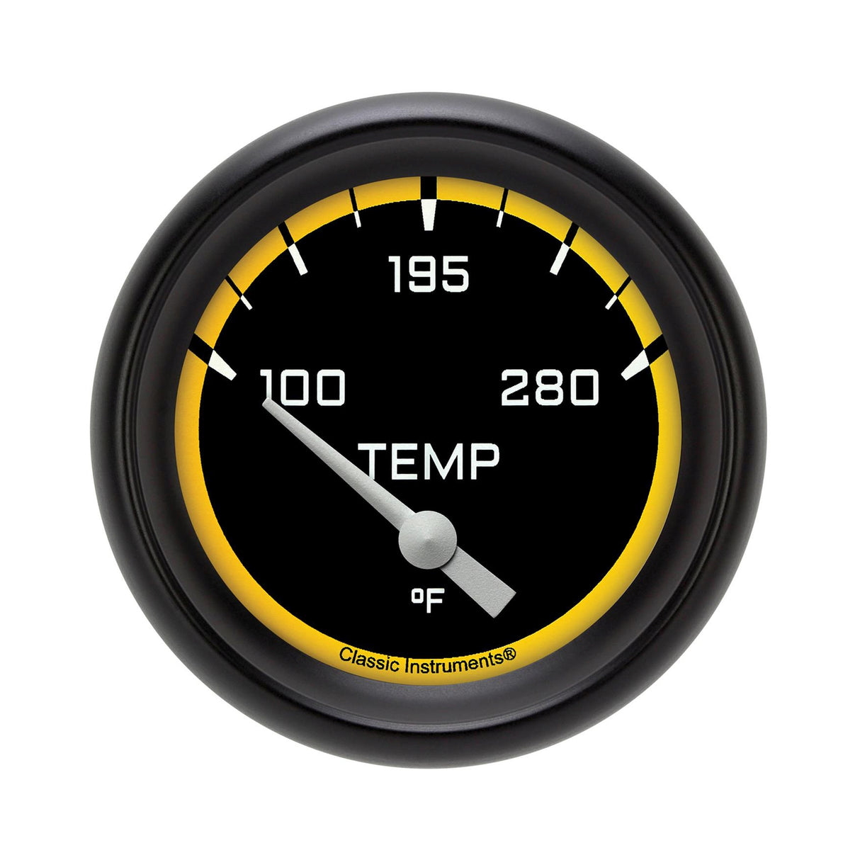 Classic Instruments AutoCross Yellow 2 5/8" Short Sweep Water Temperature Gauge - AX226YBPF-02