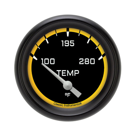 Classic Instruments AutoCross Yellow 2 5/8" Short Sweep Water Temperature Gauge - AX226YBPF-06