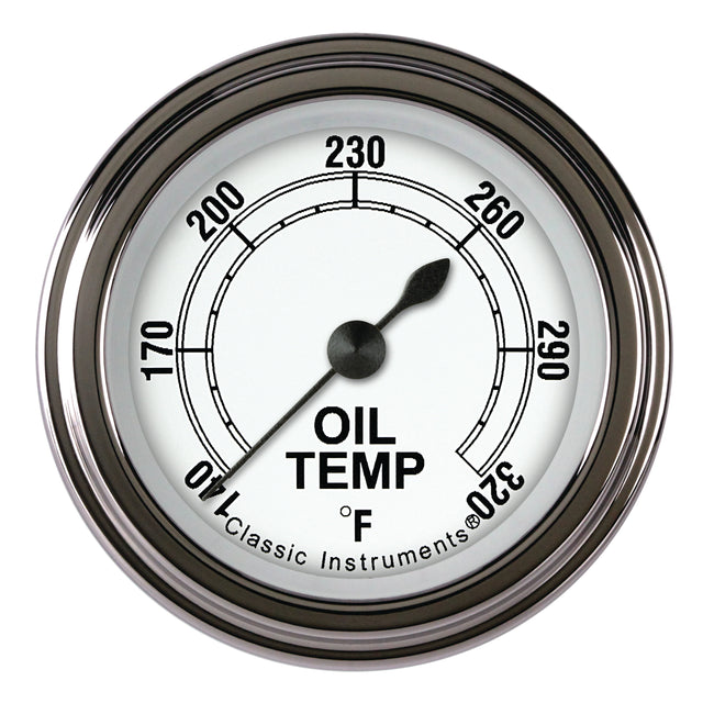 Classic Instruments Classic White 2-1/8" Oil Temperature Gauge - CW128SLF