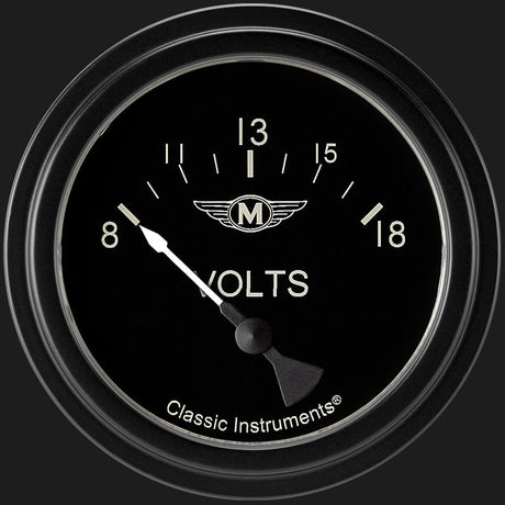 Classic Instruments Moal Bomber 2 5/8" Volt Gauge - MA230BLF