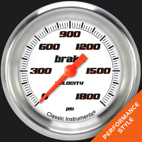 Classic Instruments Velocity White 2 5/8" Brake Pressure Gauge - VS367WAPF