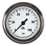 Classic Instruments White Hot 2 1/8" Oil Pressure Gauge - WH181SLF