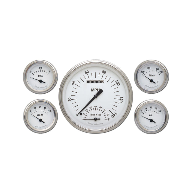 Classic Instruments White Hot Five Gauge Set - WH65SLF