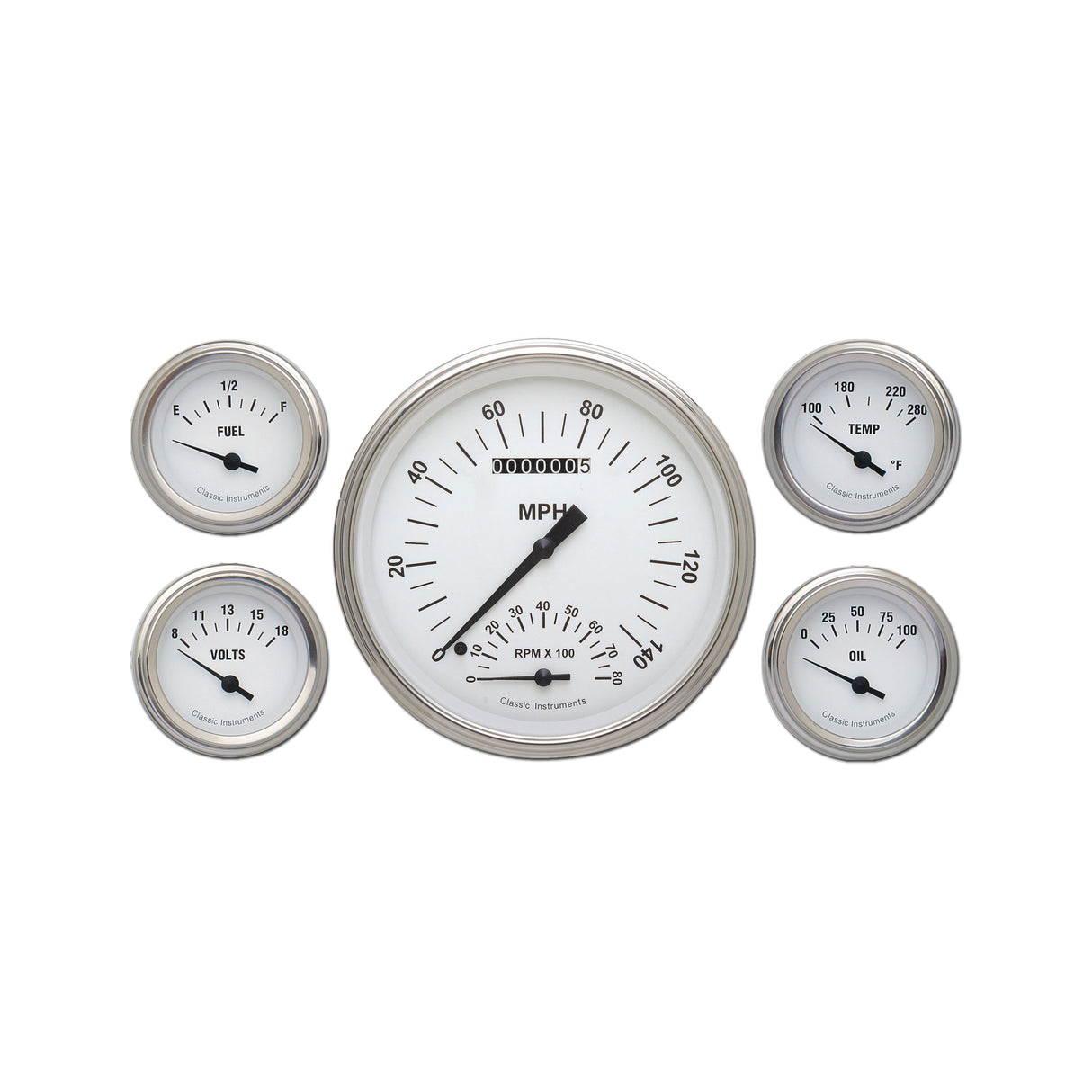 Classic Instruments WHITE HOT 5INSPEEDTACH & 4 - 2IN FOTV-GM - WH65SLC