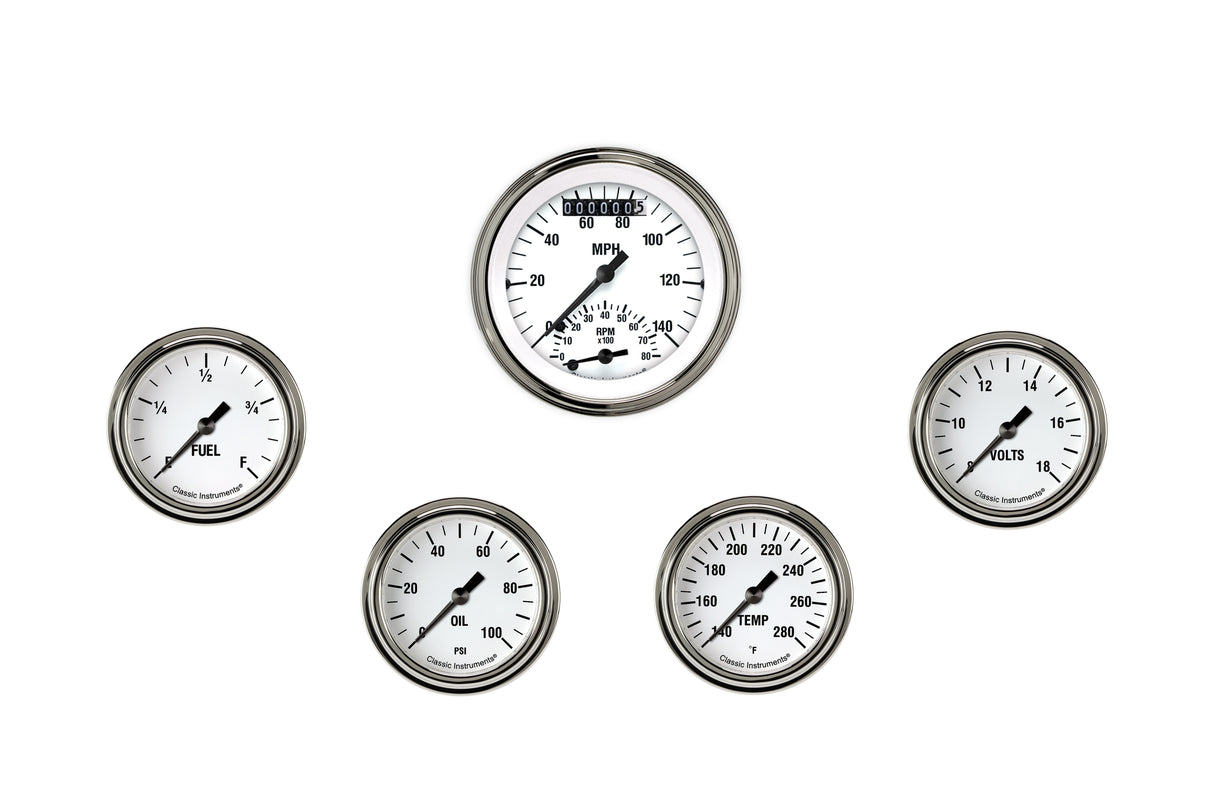 Classic Instruments White Hot Five Gauge Set - WH335SLF