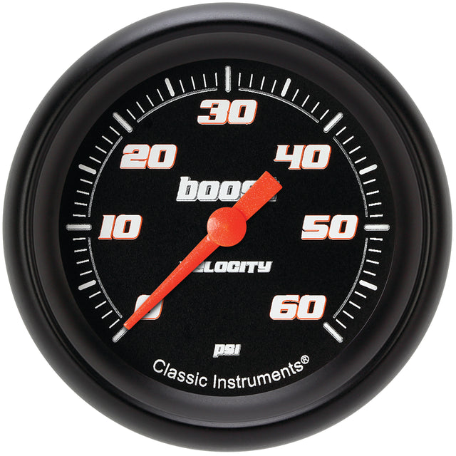 Classic Instruments Velocity Black 2-5/8" Boost Gauge (60 PSI) - VS343BBPF