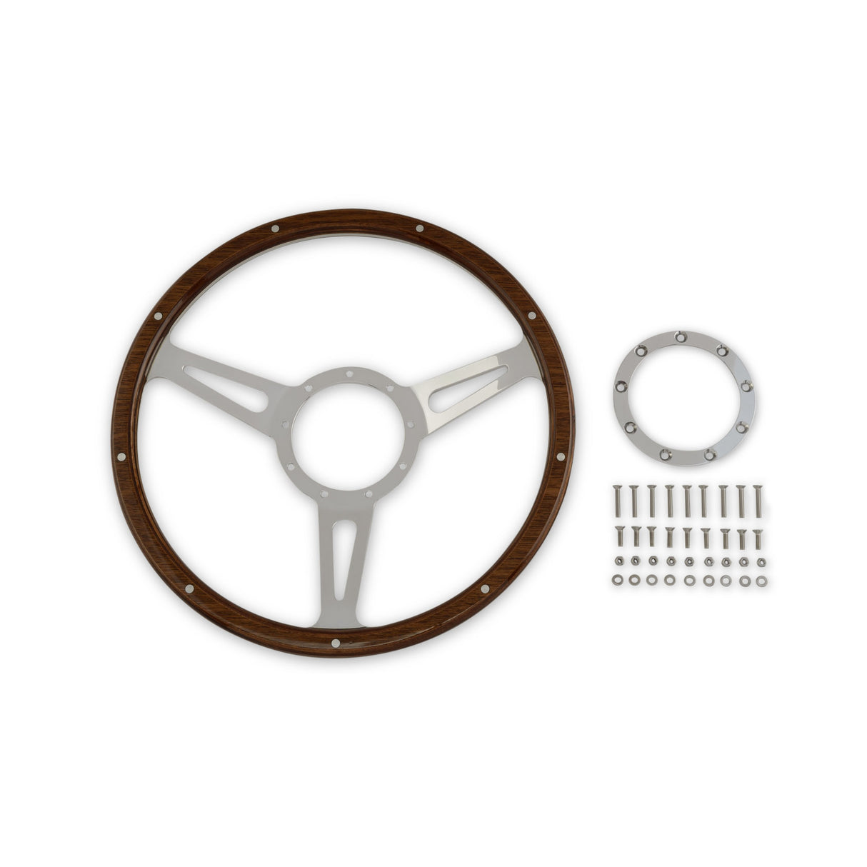 Scott Drake Steering Wheel Corso Feroce Shelby Style Wood and Aluminum 14" - S1MS-3600-WG-14