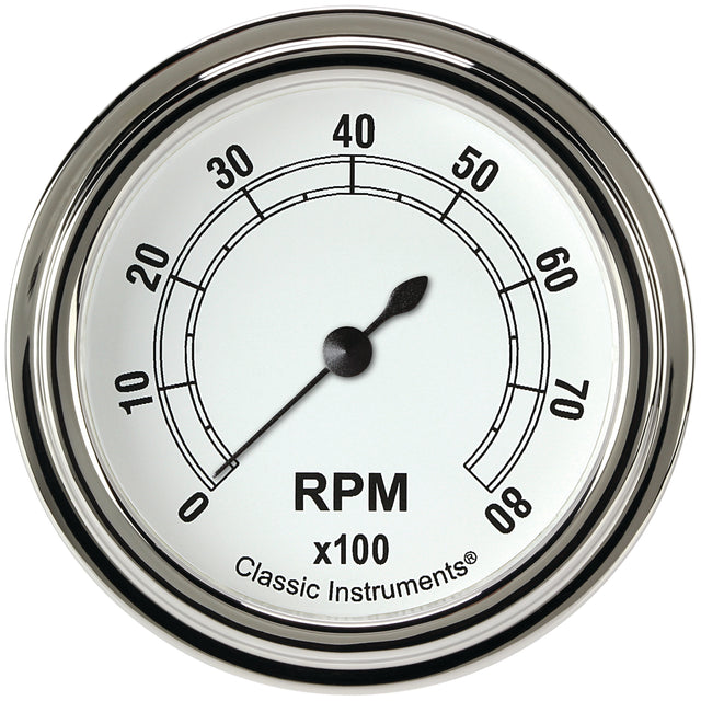 Classic Instruments Classic White 2-5/8" Tachometer Gauge - CW383SLF