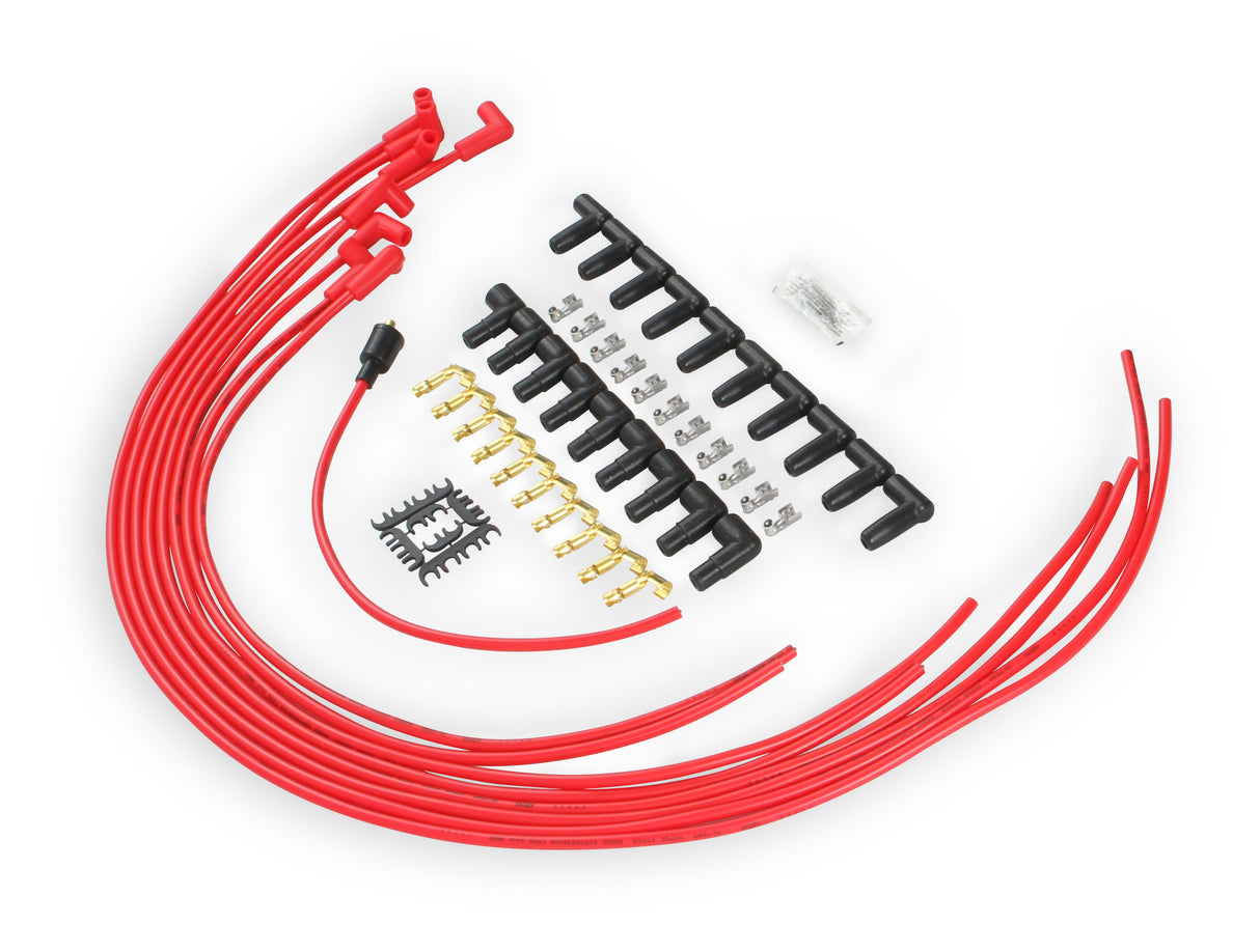 ACCEL Spark Plug Wire Set- 8mm- Super Stock Universal-Graphite Core- 90 Deg Boots- Red - 4041R