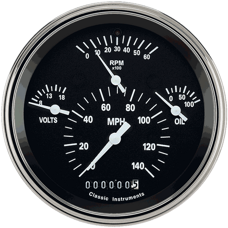 Classic Instruments Tetra Series, Black Combination Gauge - TE40BSLF
