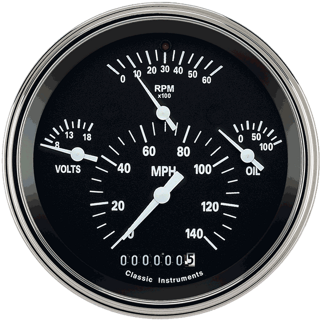 Classic Instruments Tetra Series, Black Combination Gauge - TE40BSLF
