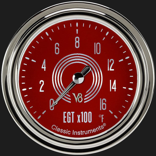 Classic Instruments V8 Red Steelie 2 5/8" Exhaust Gas Temp. Gauge - V8RS398SLC