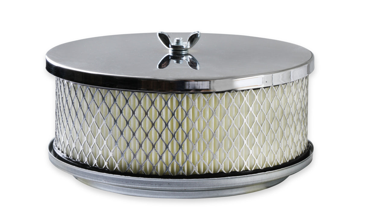 Mr Gasket Air Cleaner - 6-1/2 Inch Diameter, 2-7/16 Inch Tall - Chrome - 1485