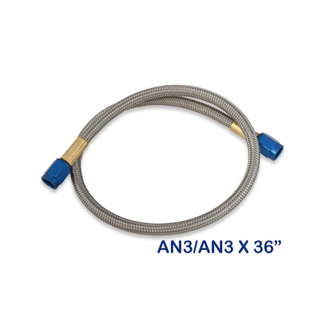 NOS Stainless Steel Braided Hose -3AN 3-foot Blue - 15070NOS