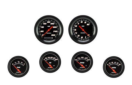 Classic Instruments Velocity Black Six Gauge Set 201 - VS201BBLF