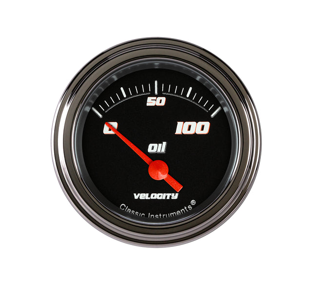 Classic Instruments VELOCITY BLACK 2IN OIL PR / 100 PSI - VS81BSLC