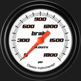 Classic Instruments Velocity White 2 5/8" Brake Pressure Gauge - VS367WBLF