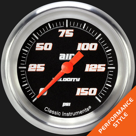 Classic Instruments Velocity Black 2 5/8" Air Pressure Gauge - VS318BAPF