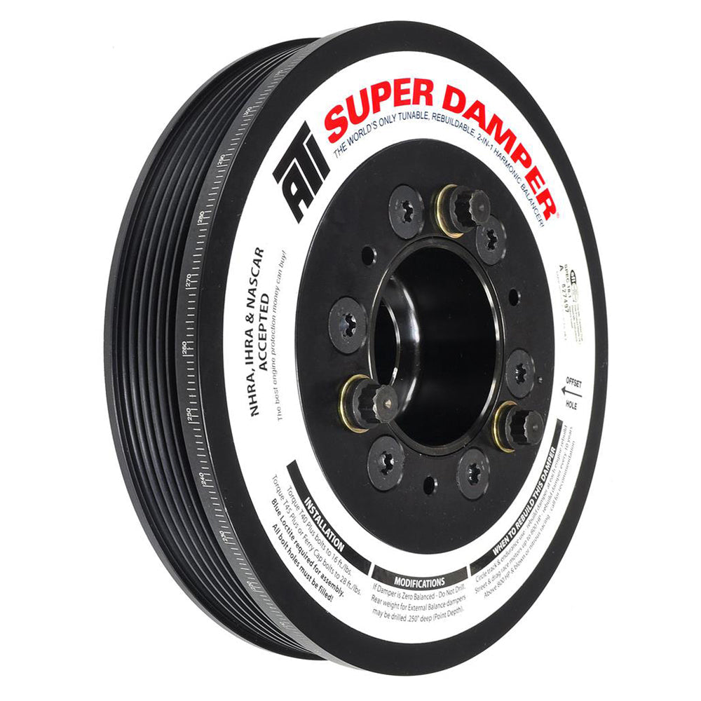ATI Serpentine Super Damper Harmonic Balancer - 7.530" OD - SFI 18.1 - Aluminum - Black - Internal Balance - GM LS-Series