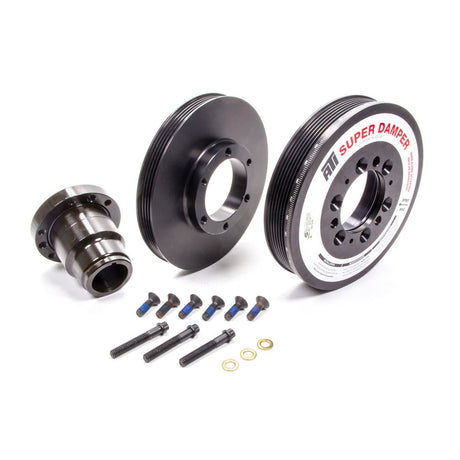 ATI Serpentine SFI 18.1 Super Damper - 7.480 in OD - AC Pulley - Black - Internal Balance - GM LS-Series
