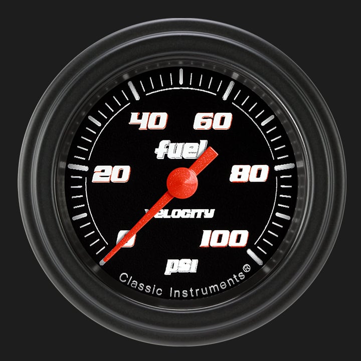 Classic Instruments Velocity Black 2 1/8" Fuel Pressure Gauge, 100 psi - VS146BBLF