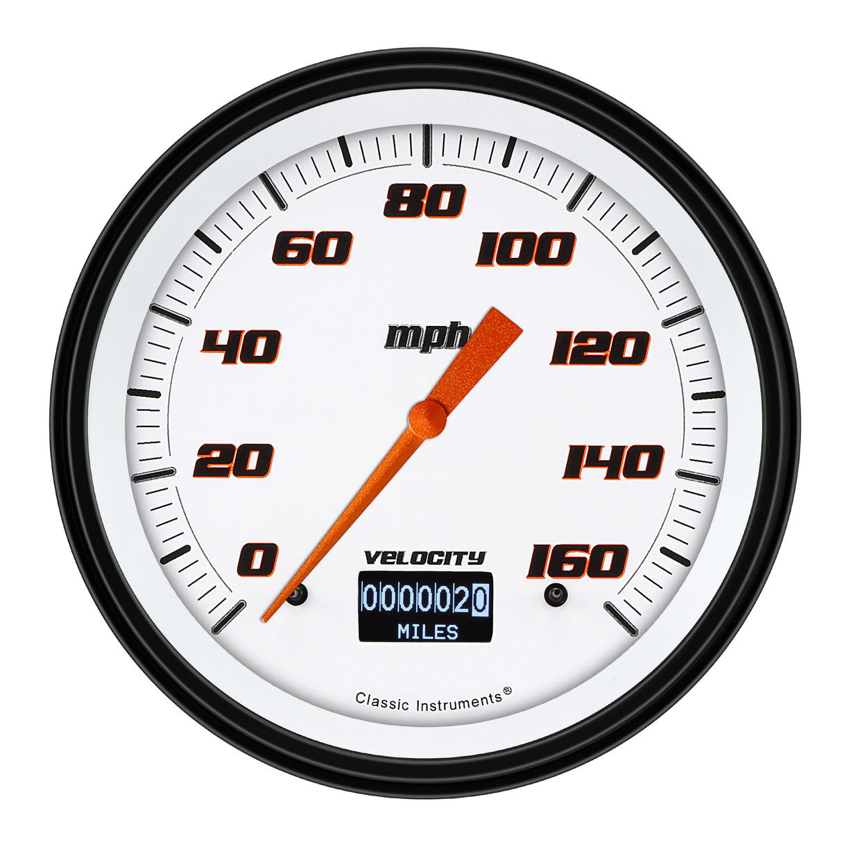 Classic Instruments Velocity White 4 5/8" Speedometer with Information Screen - VS56DWBLF