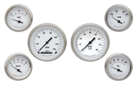 Classic Instruments White Hot Six Gauge Set - WH01SLF