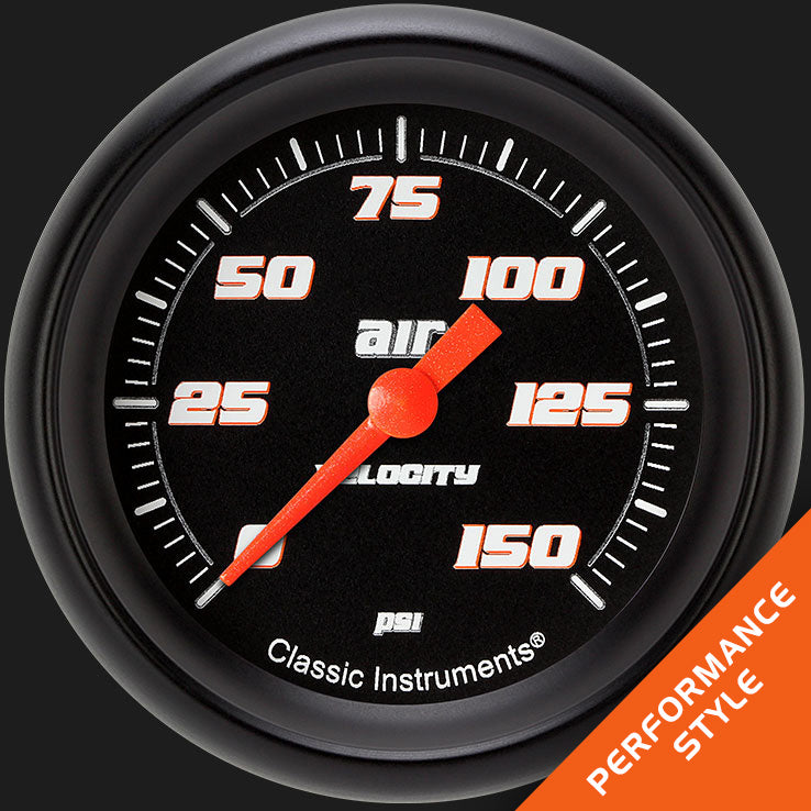Classic Instruments Velocity Black 2 5/8" Air Pressure Gauge - VS318BBPF