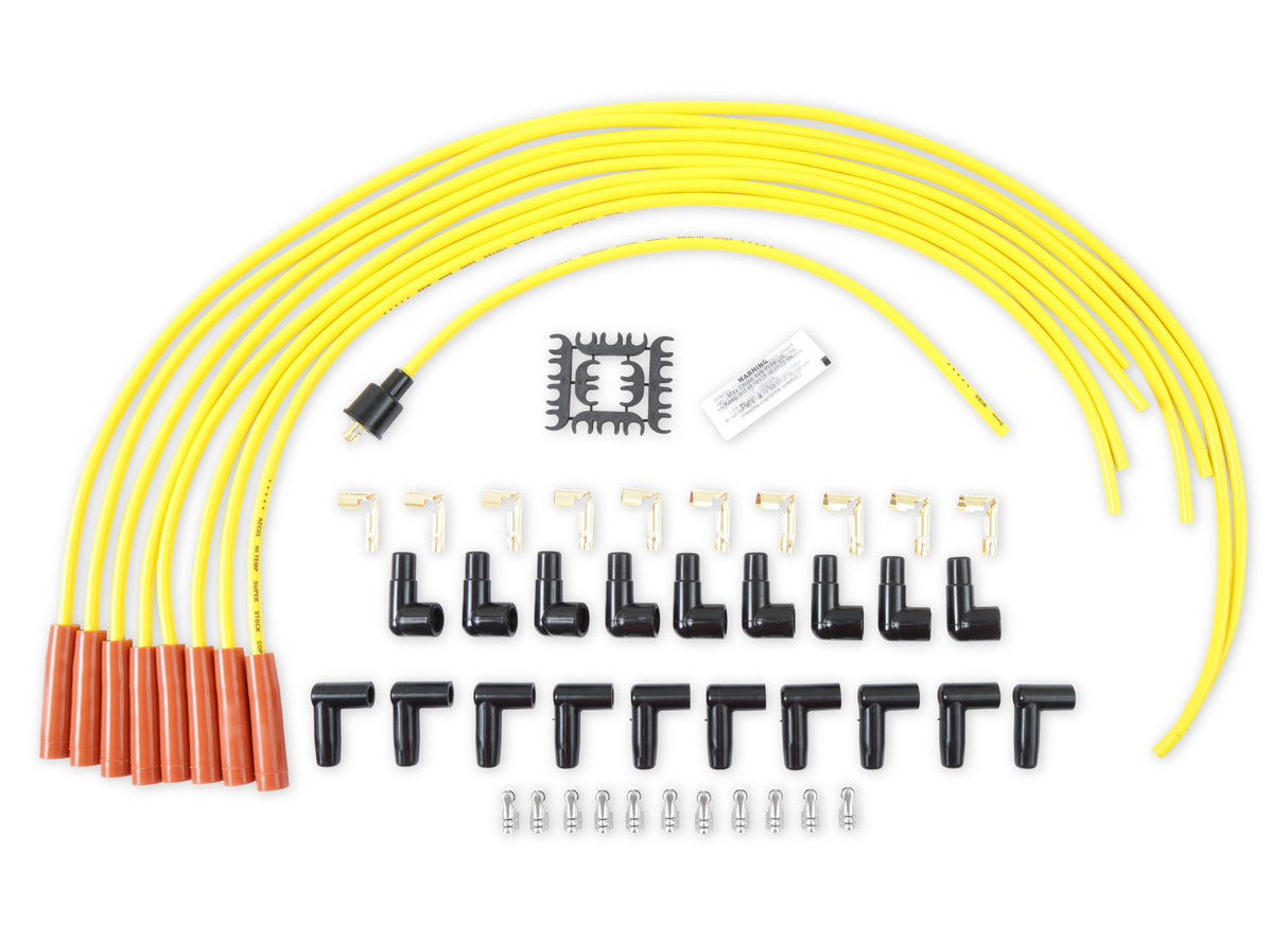 ACCEL Spark Plug Wire Set - 8mm - Yellow with Orange Straight Boots - 4038