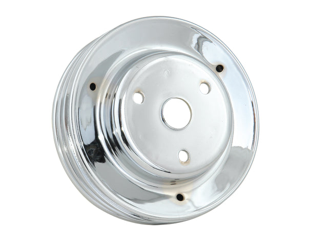 Mr Gasket Crankshaft Pulley - Chrome - Triple Groove - 4978