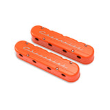 Holley 241-178 2-Piece "Chevrolet" Script Valve Cover - Gen III/IV LS - Factory Orange Machined