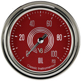 Classic Instruments V8 Red Steelie 2-5/8" Oil Pressure Gauge - V8RS381SLC
