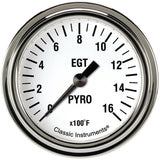 Classic Instruments White Hot 2 5/8" Exhaust Gas Temp. Gauge - WH398SLF