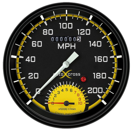 Classic Instruments AUTO CROSS YELLOW 5IN SPEEDTACHULAR - AX50YBLC