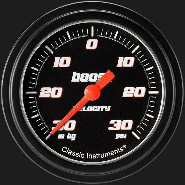 Classic Instruments Velocity Black 2 5/8" Boost/Vac Gauge - VS341BBLF
