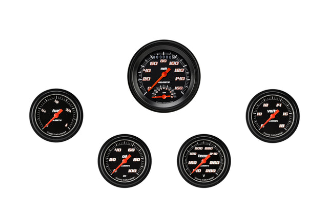 Classic Instruments Velocity Black Five Gauge Set 335 - VS335BBLF