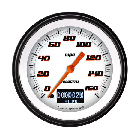 Classic Instruments Velocity White 3 3/8" Speedometer with Information Screen - VS55DWBLF