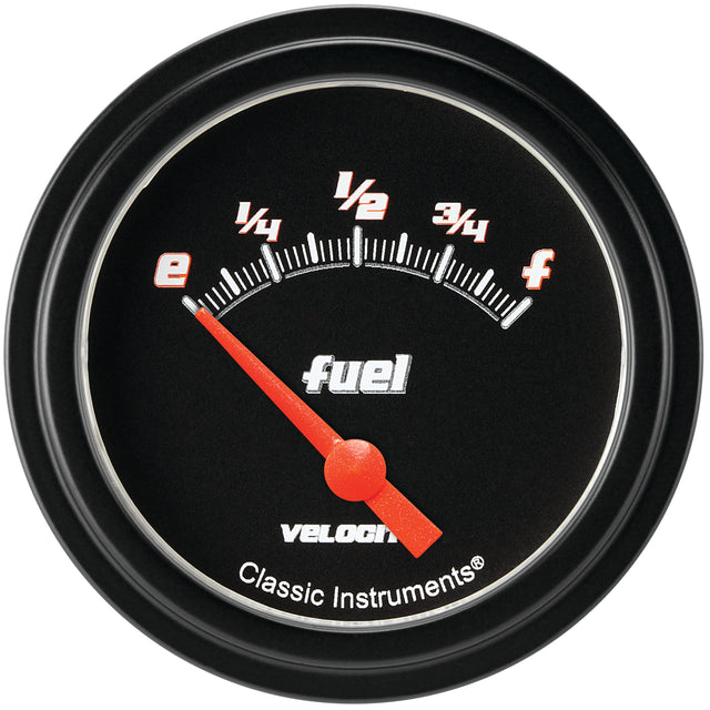 Classic Instruments Velocity Black 2-5/8" Fuel Level Gauge (75-10 Ohm) - VS211BBLF