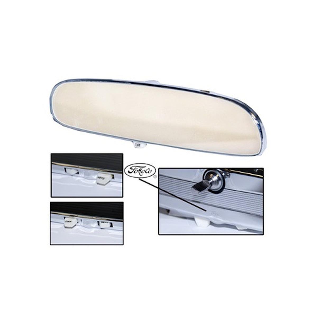 Scott Drake 1964-65 Mustang Day/Night Mirror with FoMoCo Logo - C5ZZ-17700-FMC