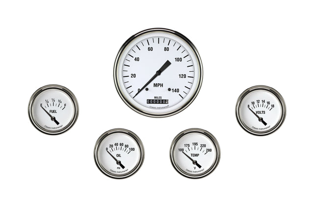 Classic Instruments White Hot Five Gauge Set 254 - WH254SLF