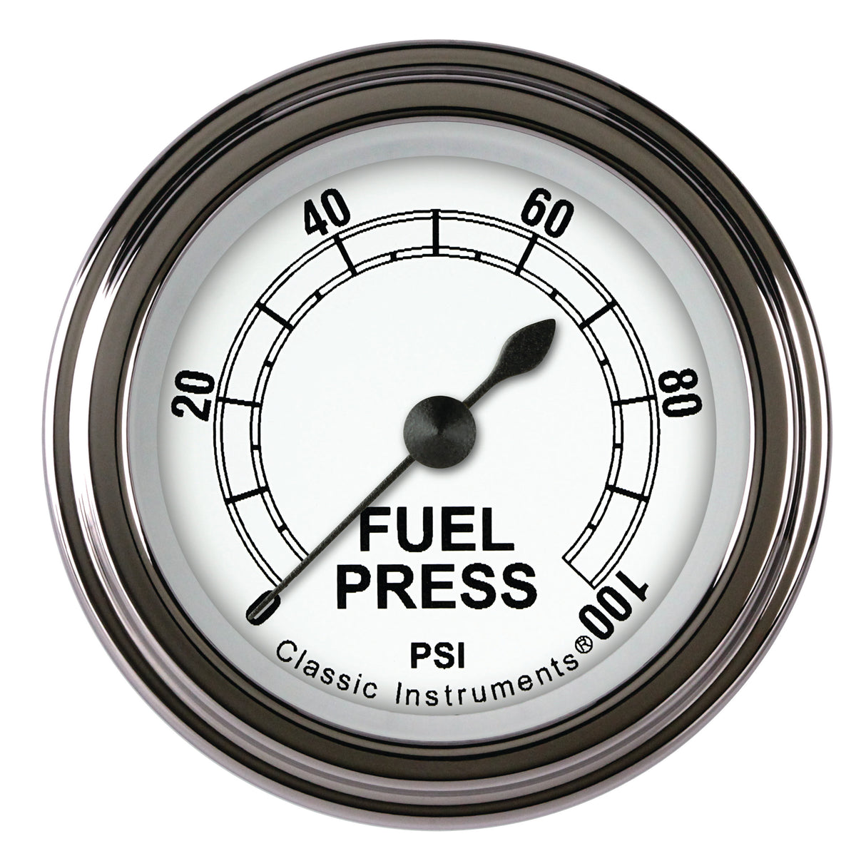 Classic Instruments Classic White 2-1/8" Fuel Pressure Gauge (100 PSI) - CW146SLF