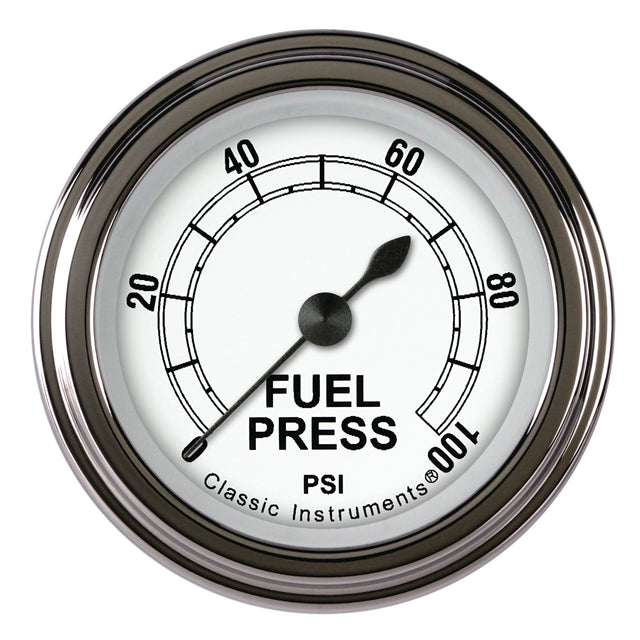 Classic Instruments Classic White 2-1/8" Fuel Pressure Gauge (100 PSI) - CW146SLF