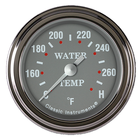 Classic Instruments Silver Gray 2 1/8" Full Sweep Water Temperature Gauge - SG126SLF-08