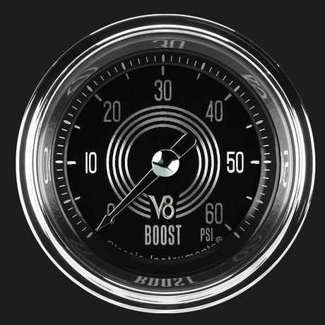 Classic Instruments V8 Speedster 2 1/8" Boost Gauge, 60 psi - V8SR143SHC