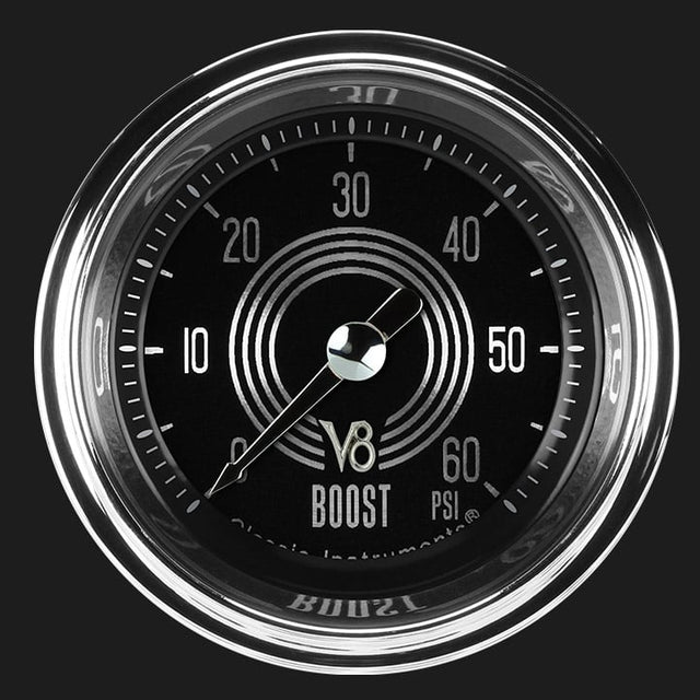 Classic Instruments V8 Speedster 2 1/8" Boost Gauge, 60 psi - V8SR143SHC