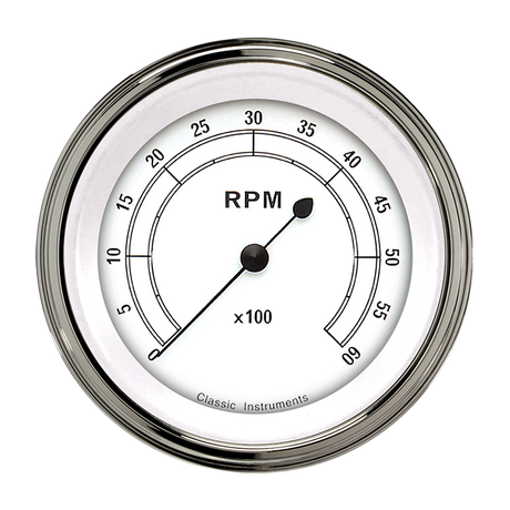 Classic Instruments Classic White 3 3/8" Tachometer - CW60SLF