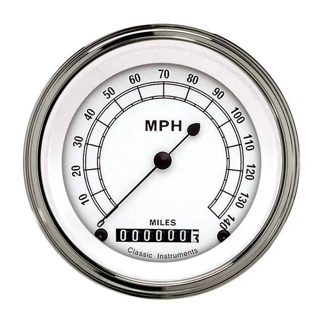Classic Instruments Classic White 3 3/8" Speedometer - CW55SLF