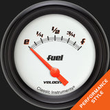 Classic Instruments Velocity White 2 5/8" Fuel Gauge, 0-30 ohm - VS214WBPF
