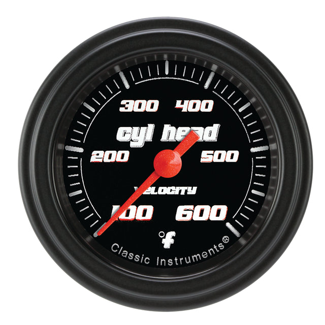 Classic Instruments Velocity Black 2-1/8" Cylinder Head Tempature Gauge - VS197BBLF