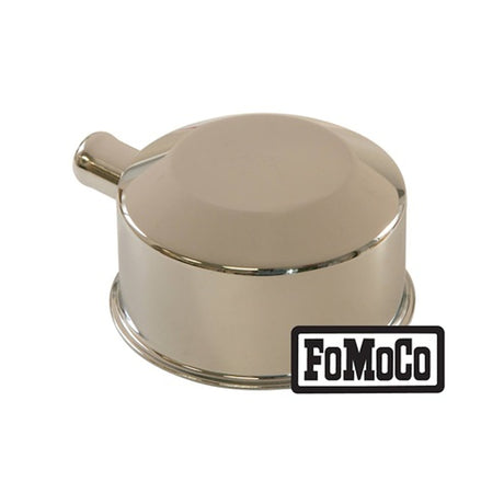 Scott Drake 65-66 Oil Cap with Tube (FoMoCo logo, Chrome) - C5ZZ-6766-D